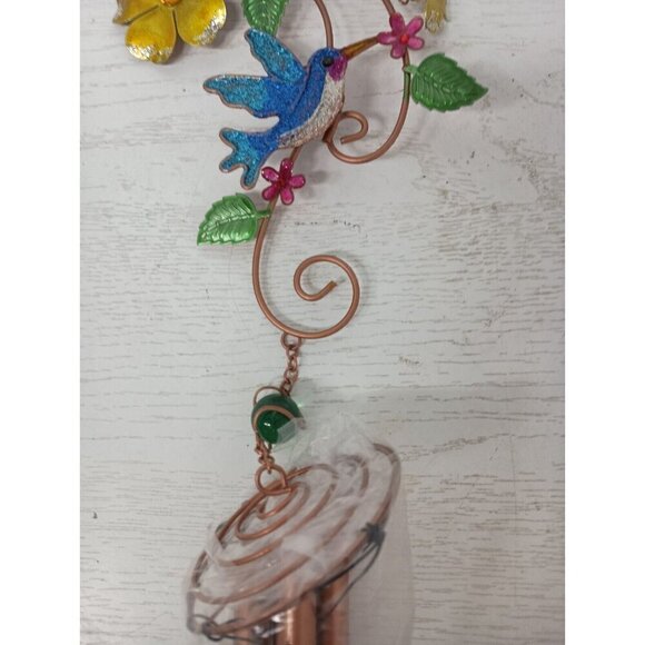 Hummingbird Suncatcher Wind Chime Metal Glittery Gemstones Garden Patio Decor - Picture 3 of 8